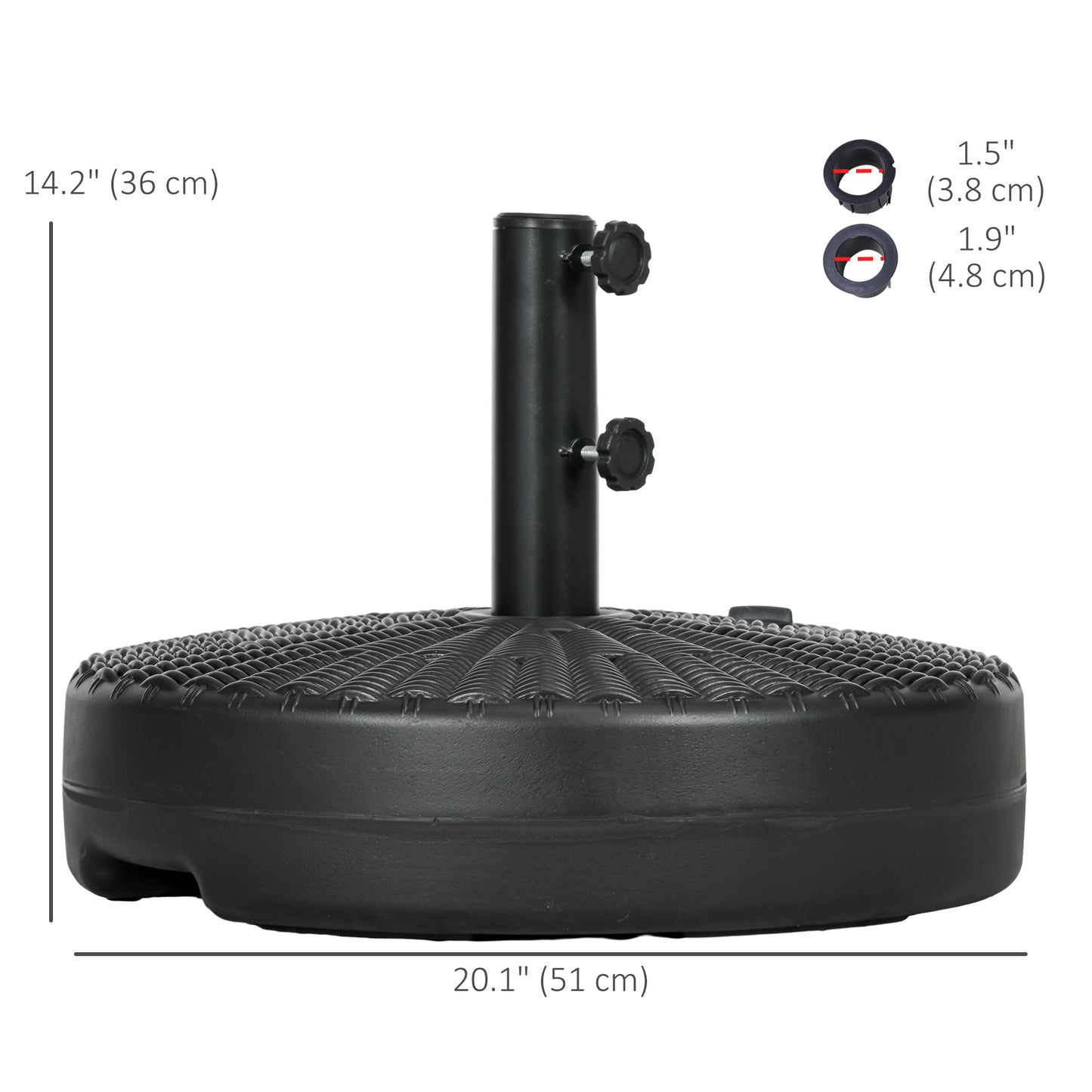 Base de parasol ronde remplissable robuste en acier