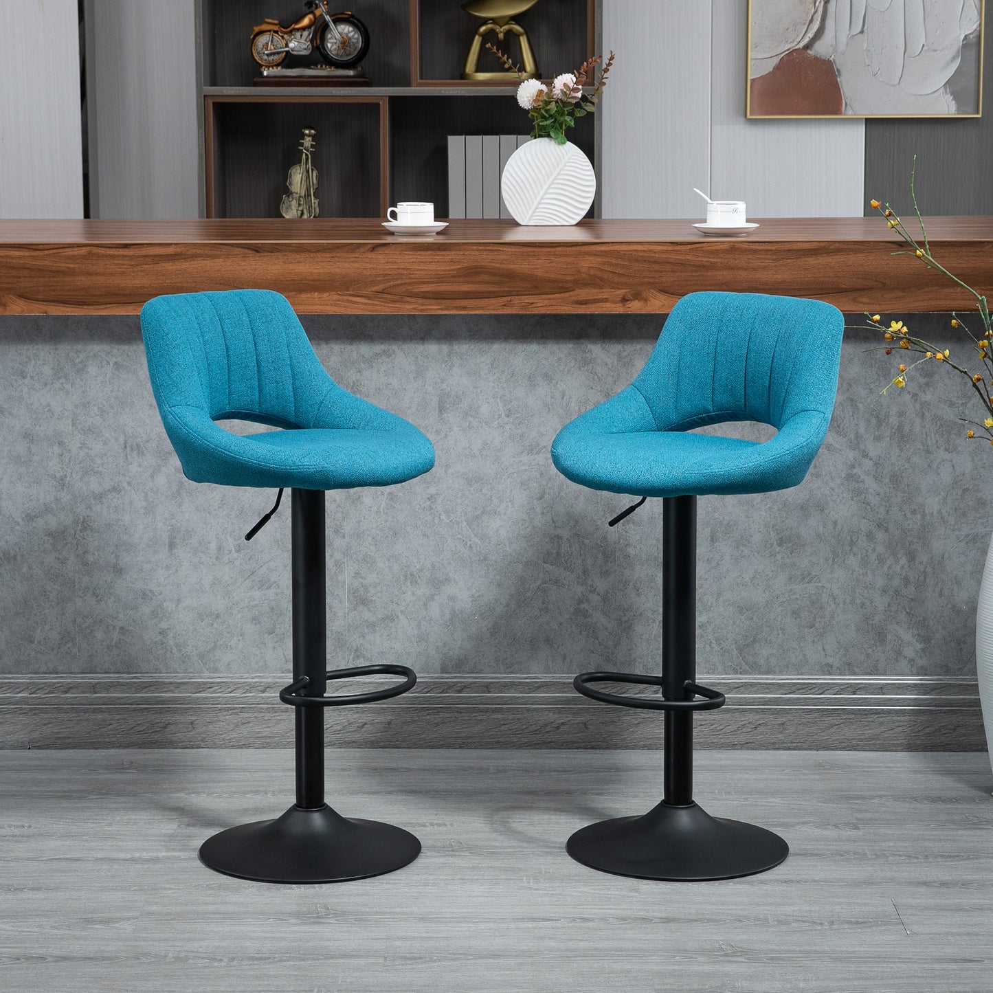 Tabourets de bar pivotants ajustables en lin — Ensemble de 2