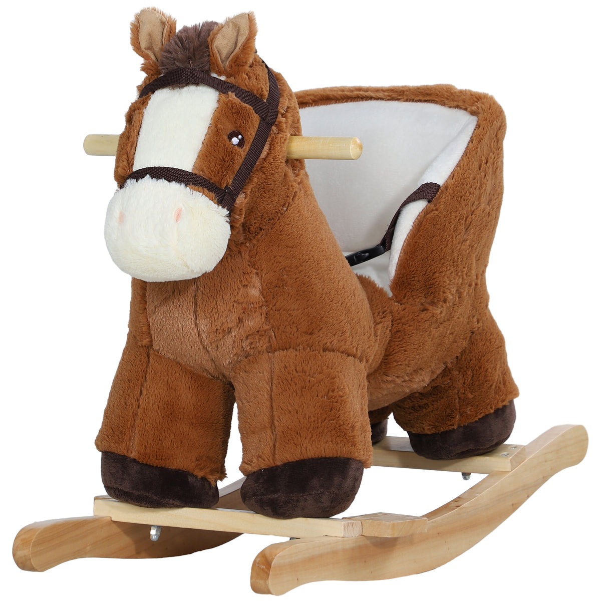 Cheval à bascule pour bébé en peluche avec son