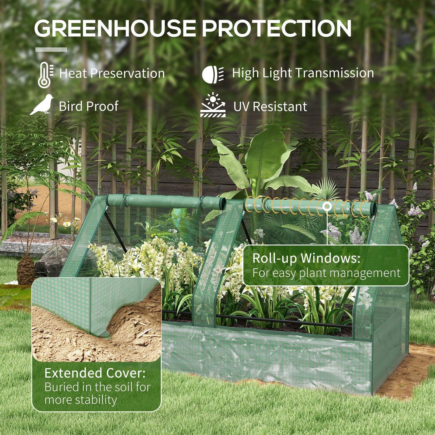 Jardinière surélevée 2-en-1 avec mini-serre
