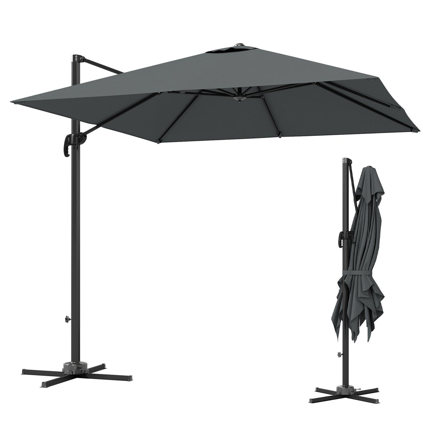 Parasol déporté aluminium 244 cm avec rotation 360°