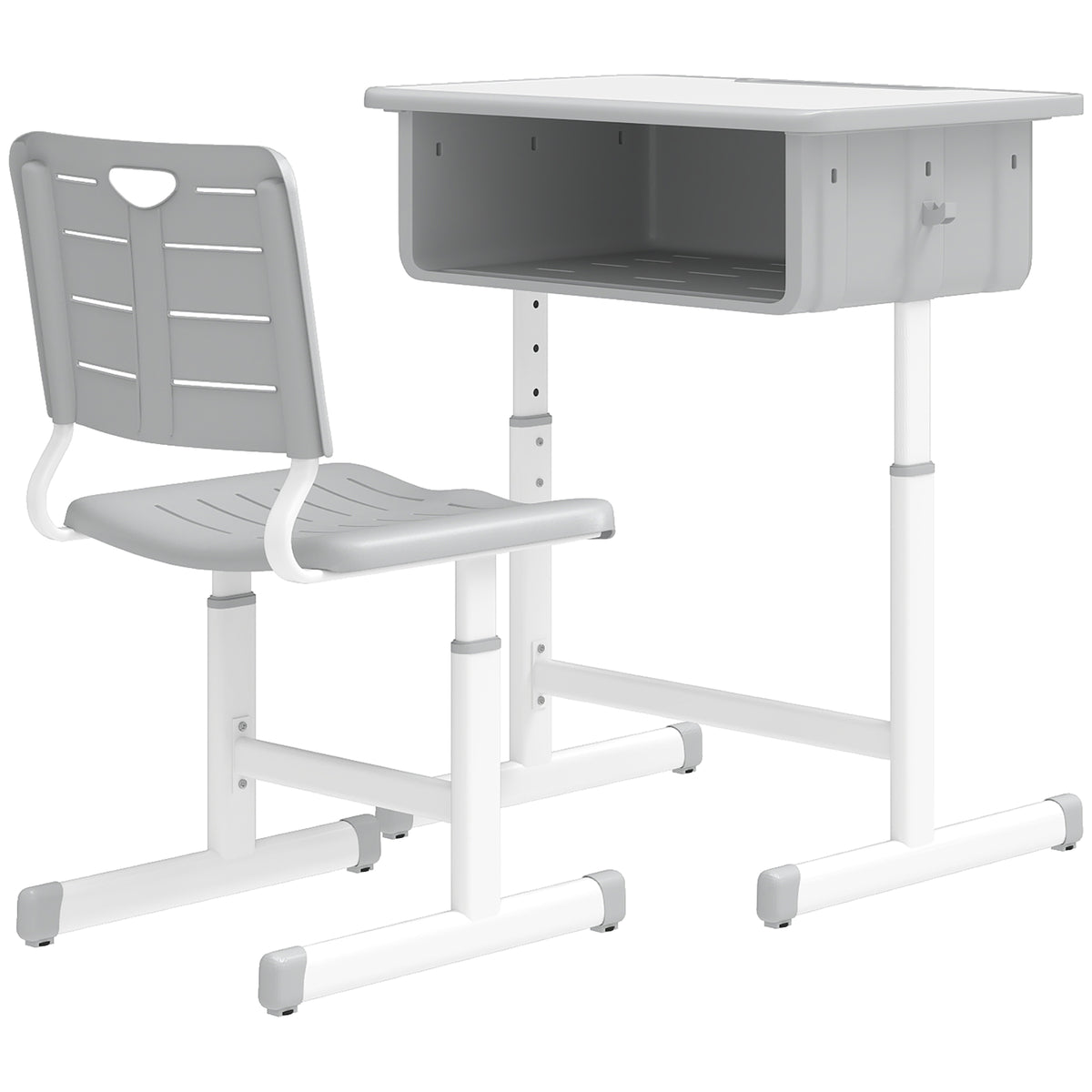 Bureau et chaise enfant ajustables — gris