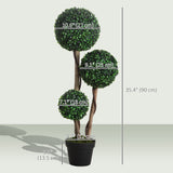 Arbre topiaire artificiel triple boule en pot