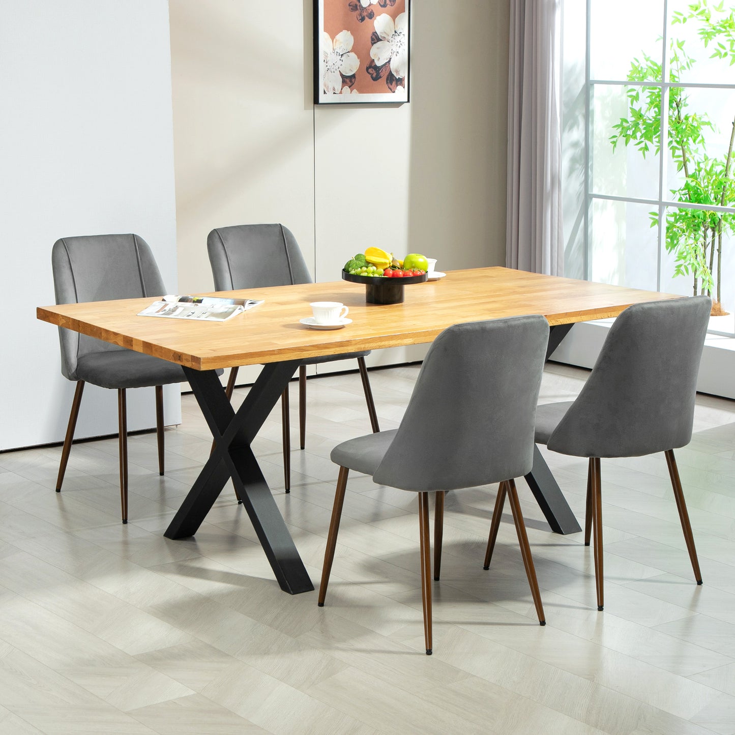 Chaises de salle à manger rembourrées velours ensemble 4