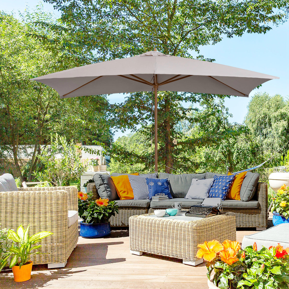 Parasol rectangulaire bambou 213 x 305 cm