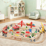 Ensemble de train en bois avec accessoires — Lot de 133