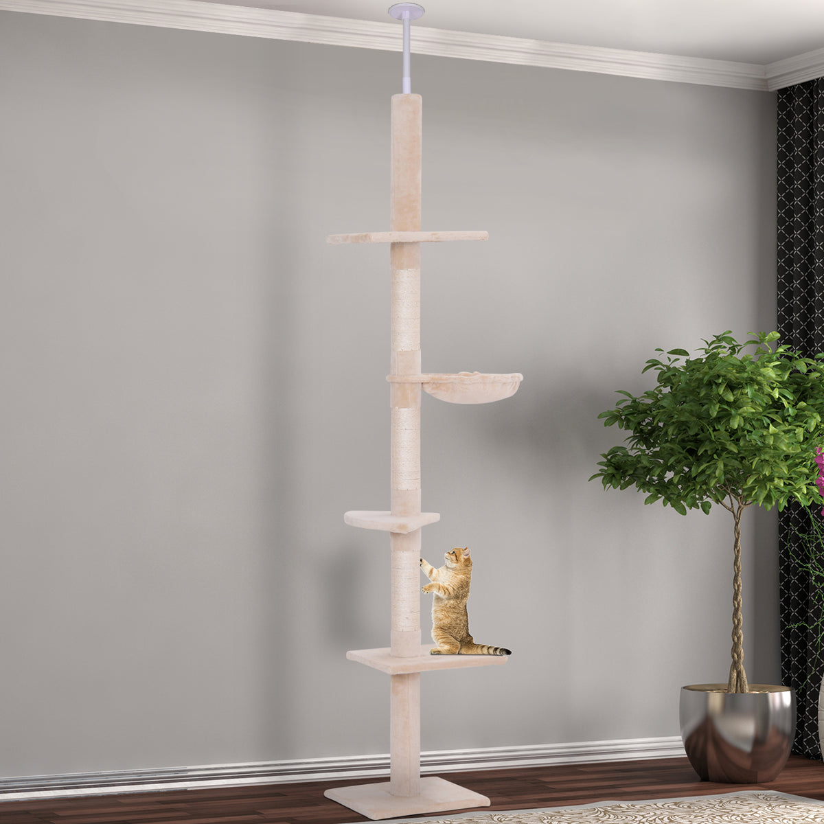Arbre à chat 5 étages ajustable — Gris