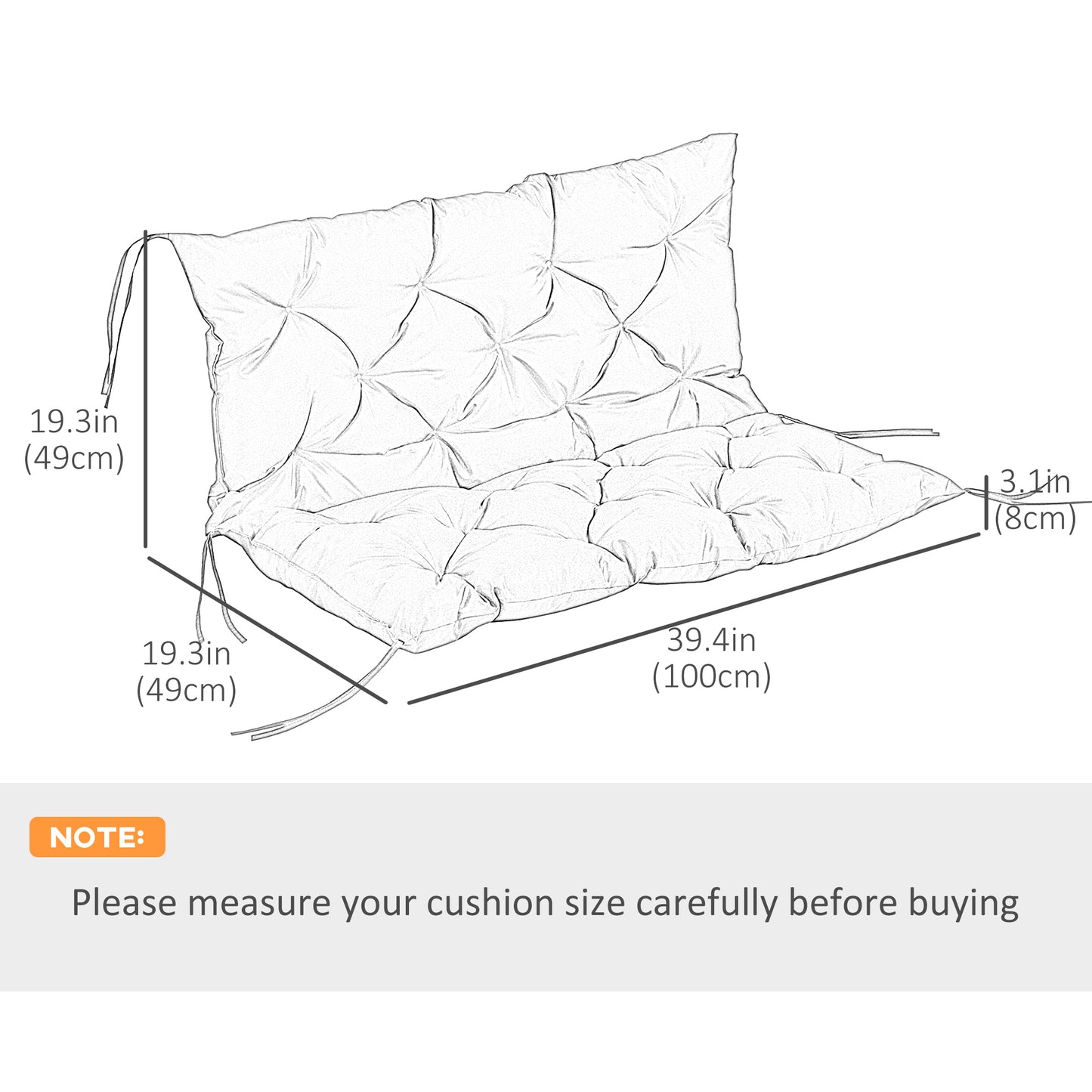 Coussin balançoire 2 places avec dossier pour banc