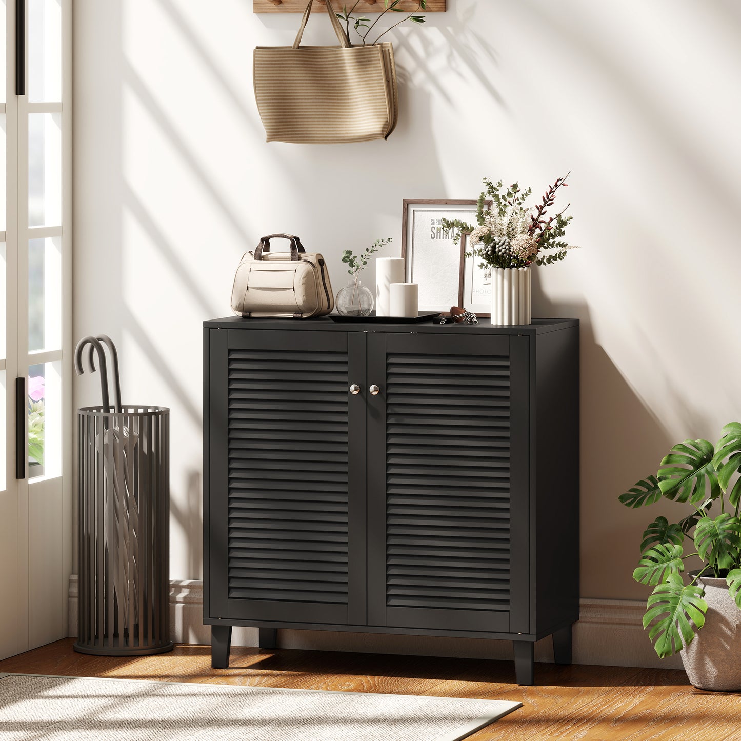 Armoire à chaussures 4 niveaux avec 2 portes