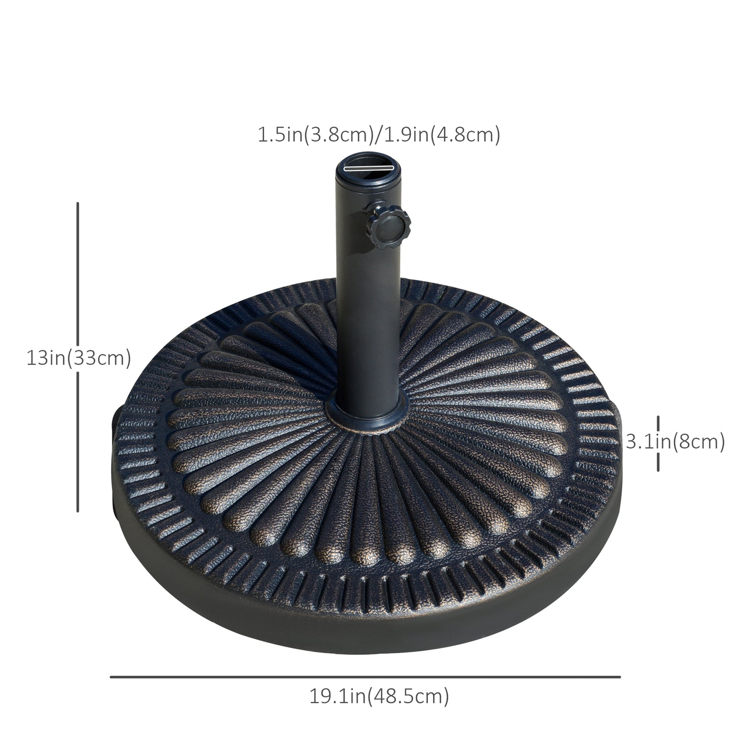 Socle de parasol rond en résine motif décoratif