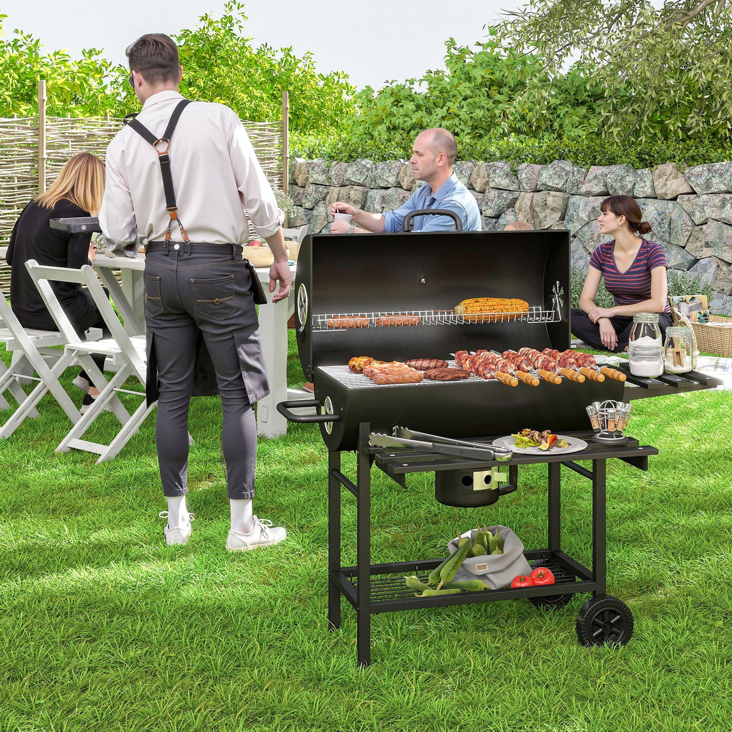 Barbecue au charbon 74 cm avec table pliante