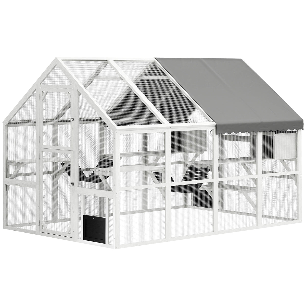 Enclos pour chat extérieur bois avec auvent 56 pi²
