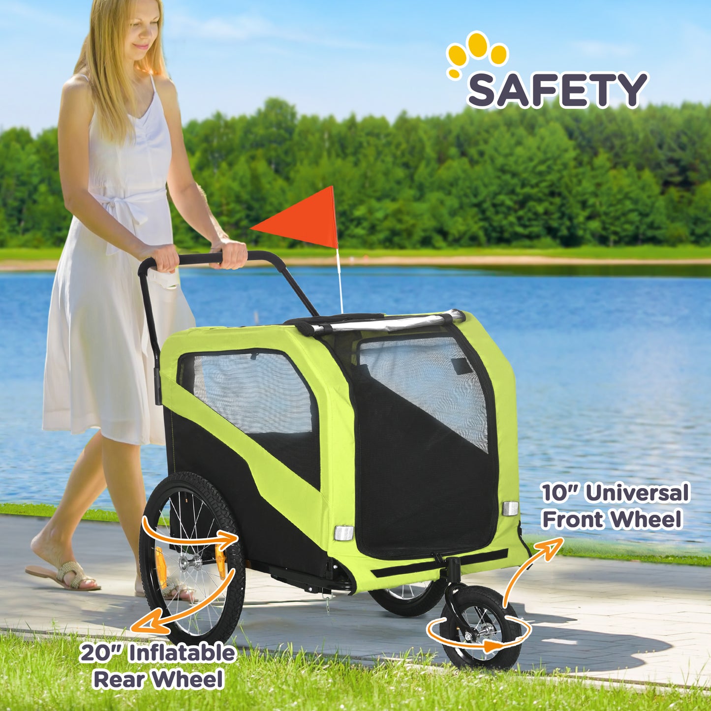 Remorque vélo chien 2-en-1 grands chiens 30 kg