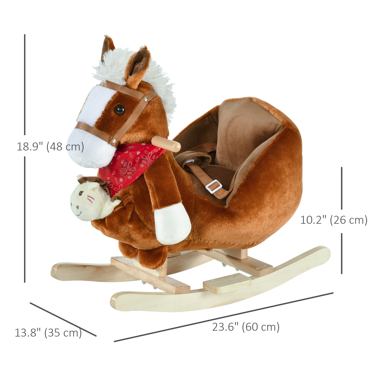 Cheval à bascule pour bébé en peluche avec sons