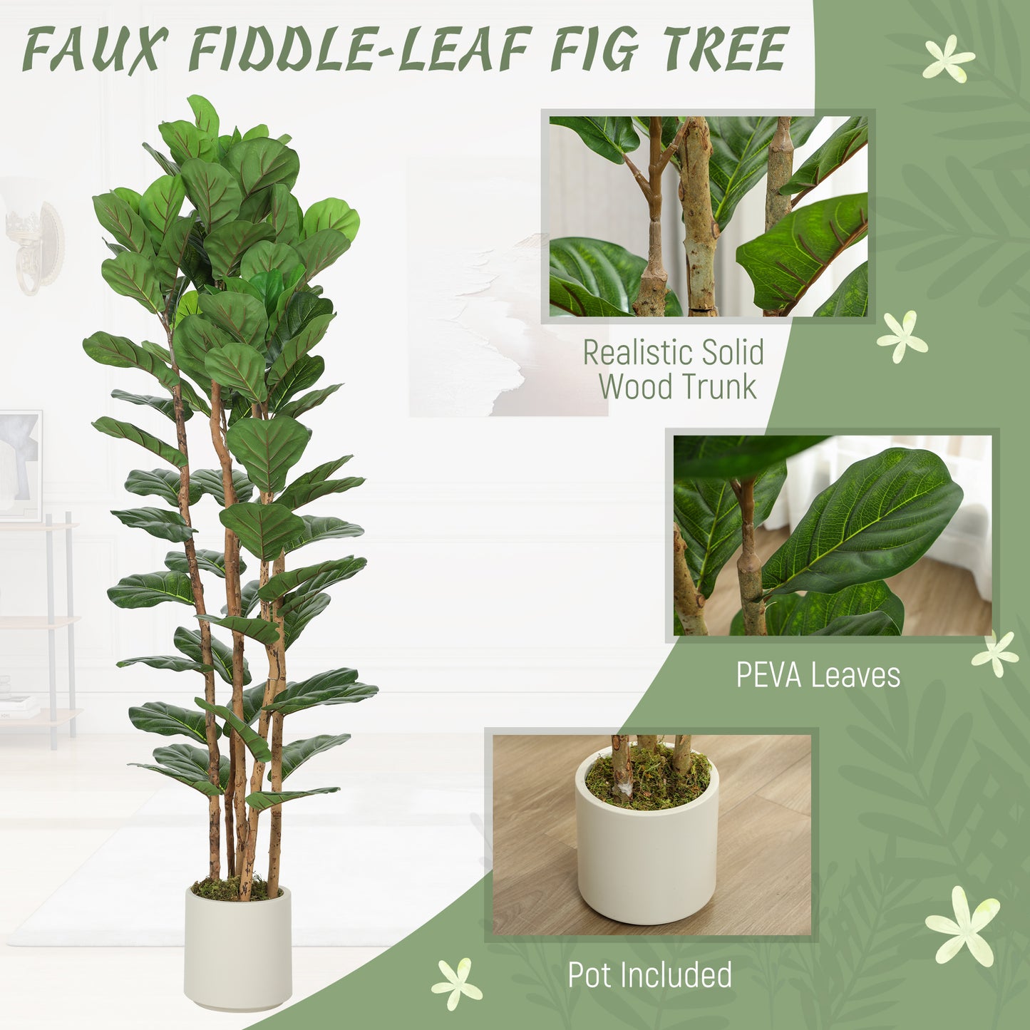 Faux figuier lyre artificiel branches ajustables