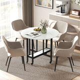 Table à manger pliante avec tablette — blanc marbre