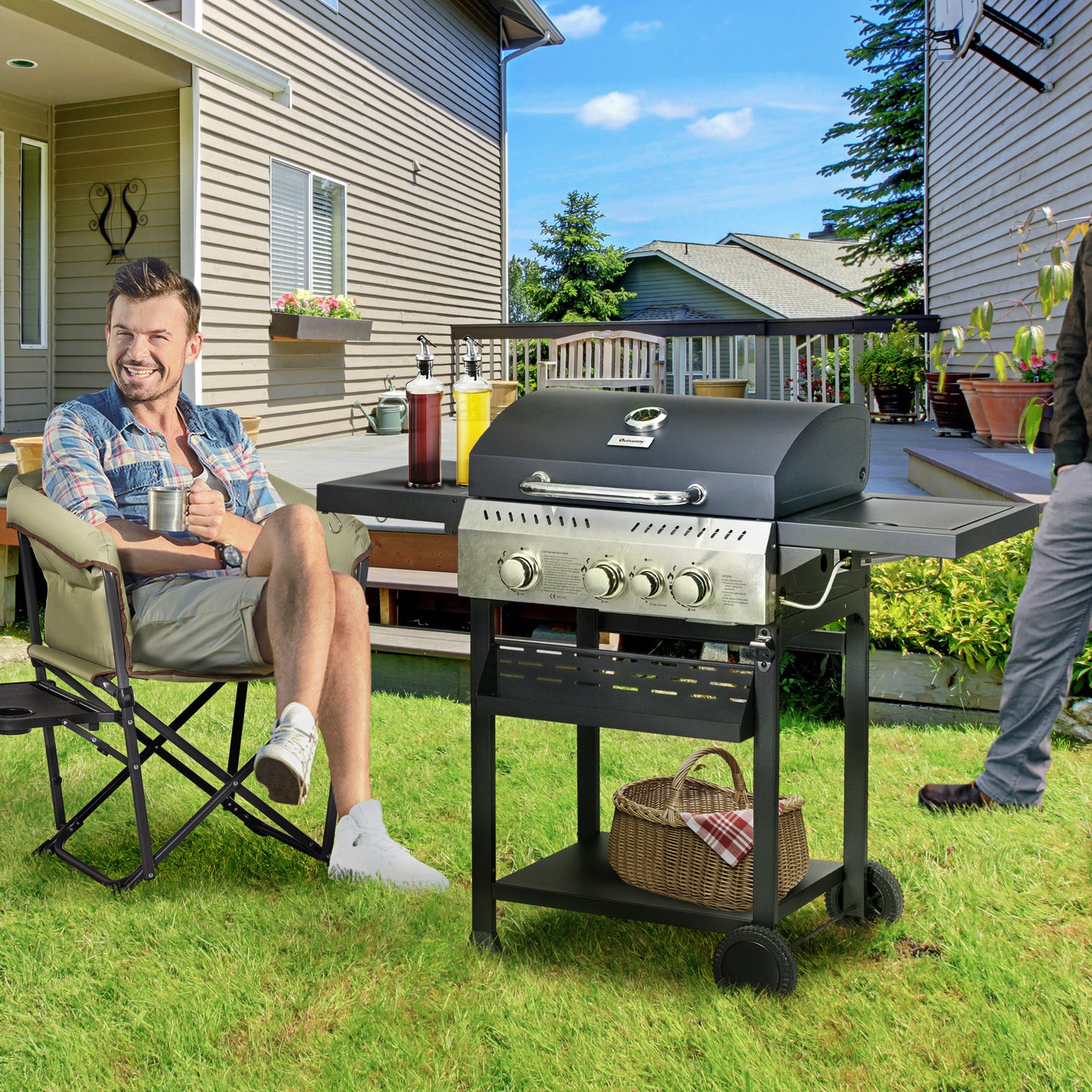Barbecue au propane 4 brûleurs avec brûleur latéral 40000 BTU