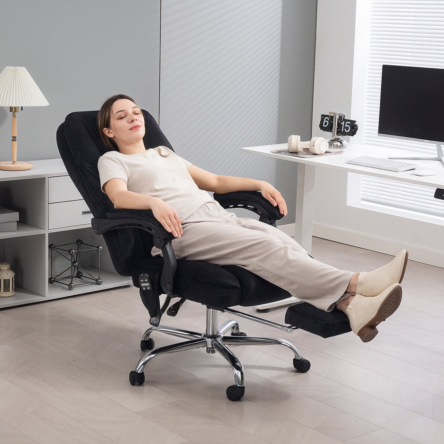Chaise bureau massage inclinable avec repose-pieds ajustable
