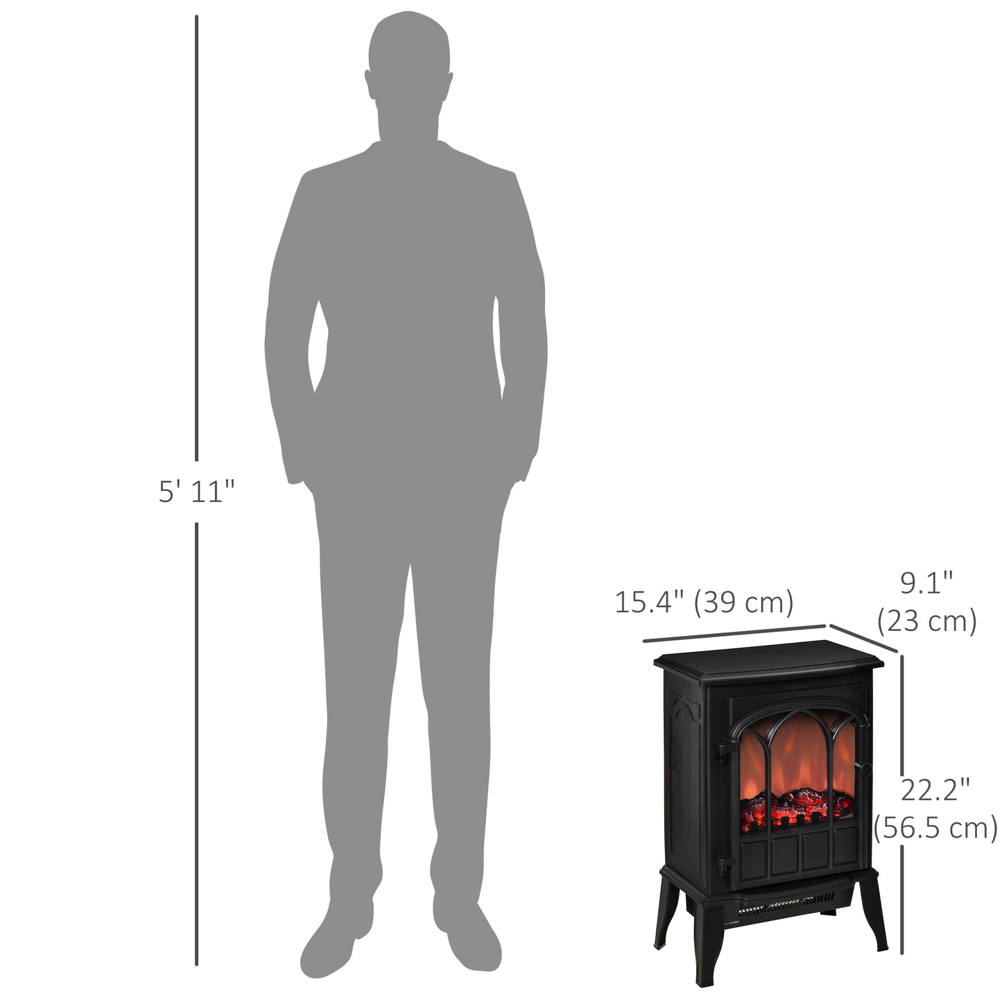 Foyer électrique sur pied avec flamme réaliste