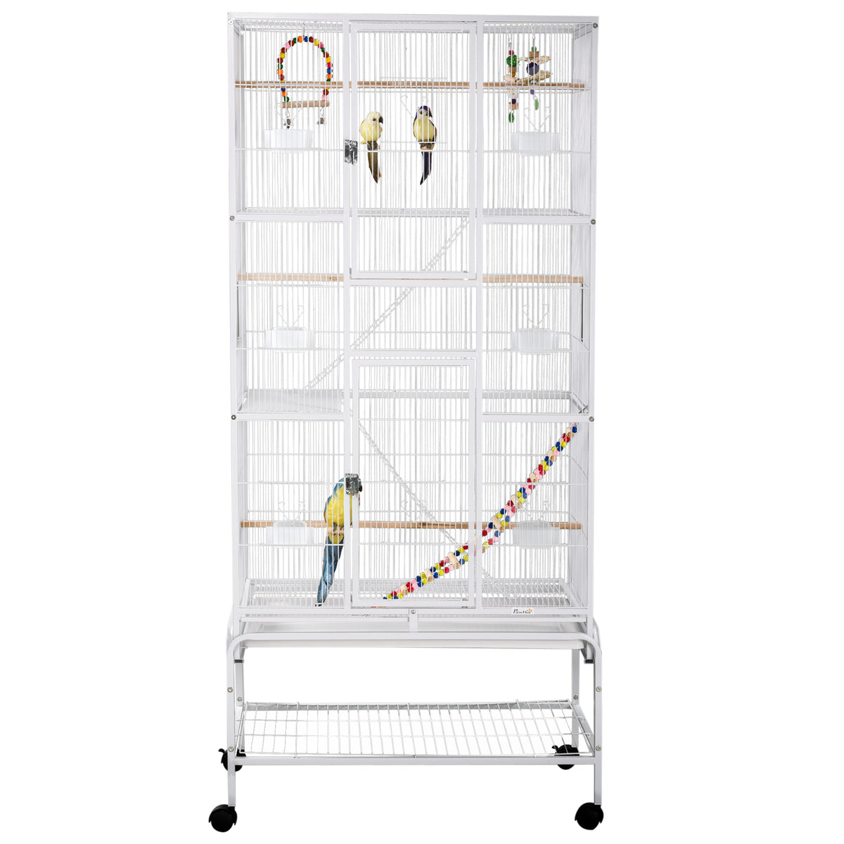 Grande volière pour oiseaux avec roulettes et accessoires