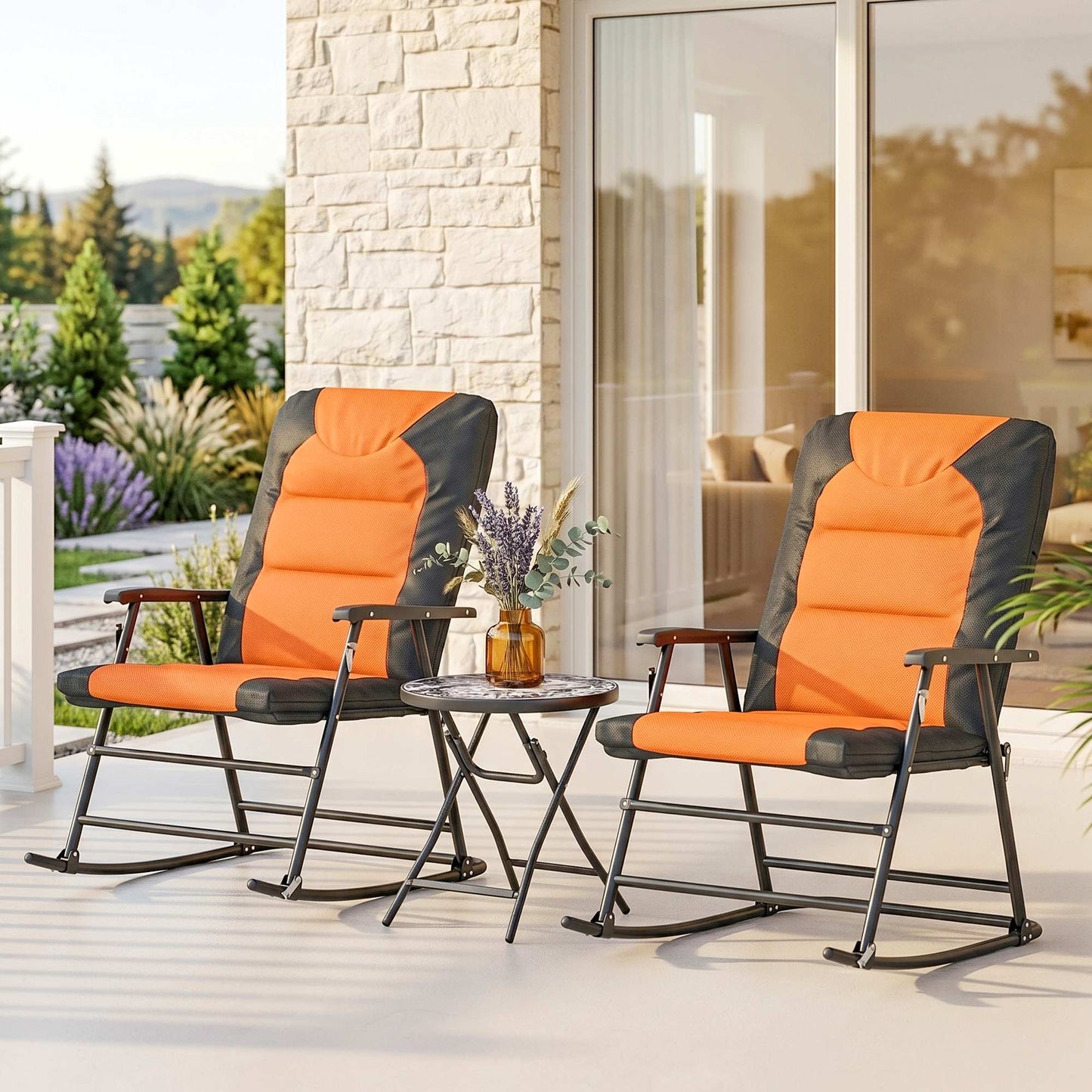 Ensemble chaise berçante pliable 3 pièces