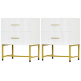 Tables de chevet modernes avec tiroirs cannelés 2 pièces