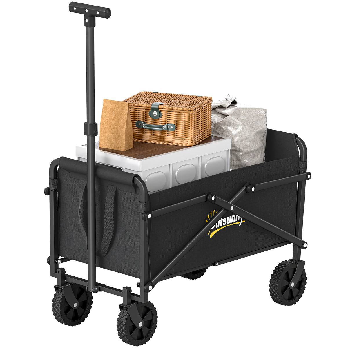 Chariot de jardin pliable 62 L — noir