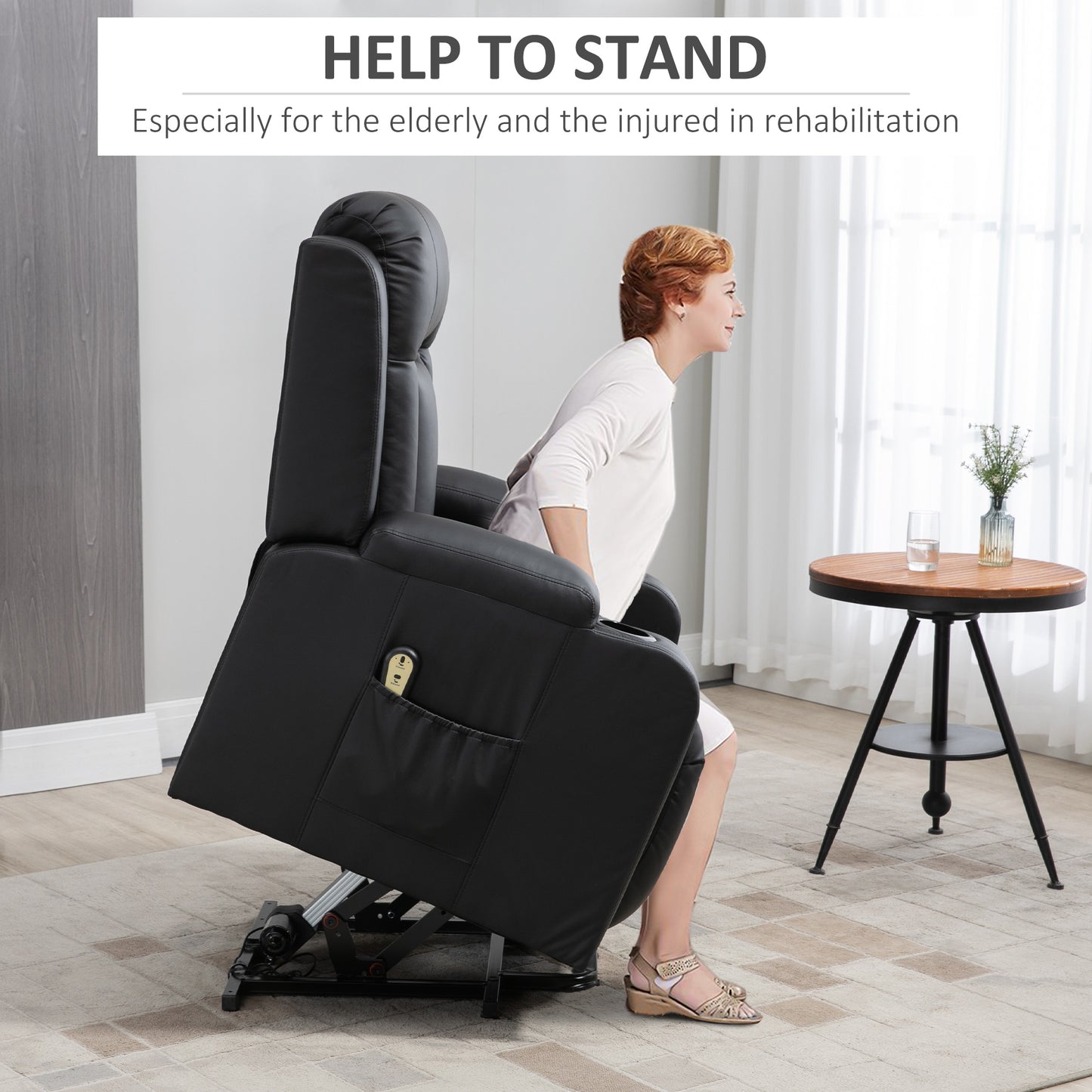 Fauteuil releveur électrique inclinable en cuir synthétique