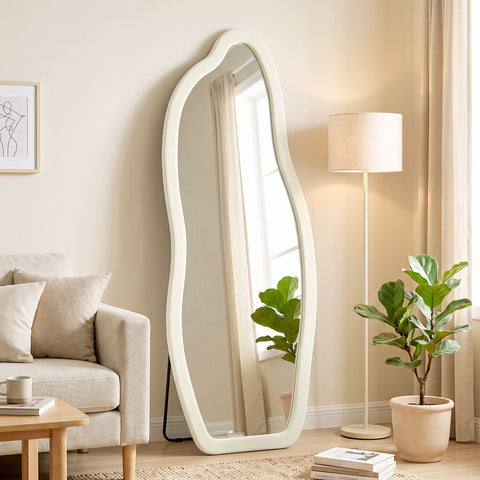 Miroir sur pied arqué en velours