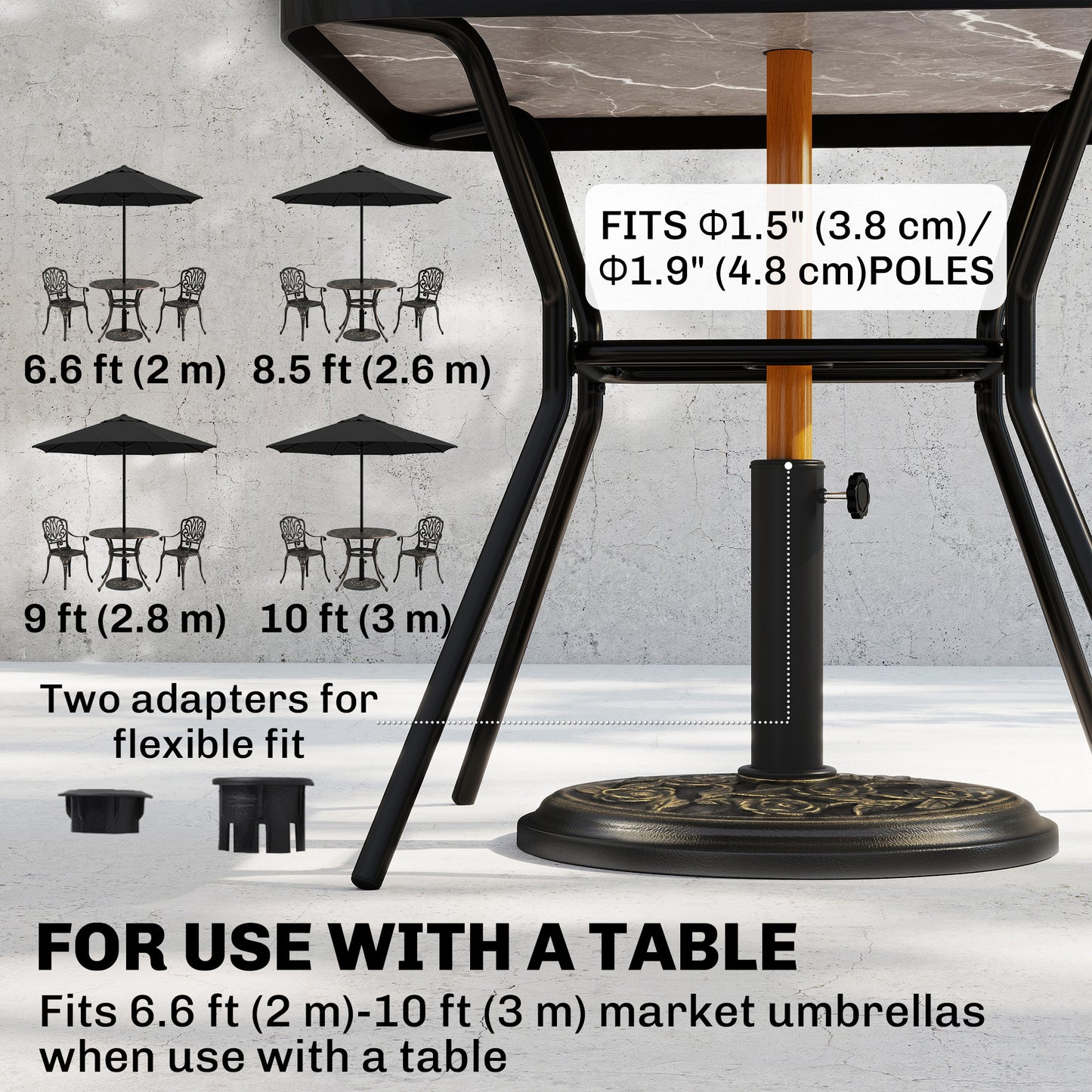 Socle de parasol en ciment rond 20 kg résistant