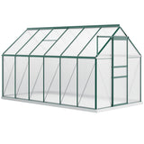 190x375x199cm Charcoal Grey Polycarbonate Greenhouse with Ventilation