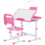 Bureau enfant ajustable avec chaise et lampe LED