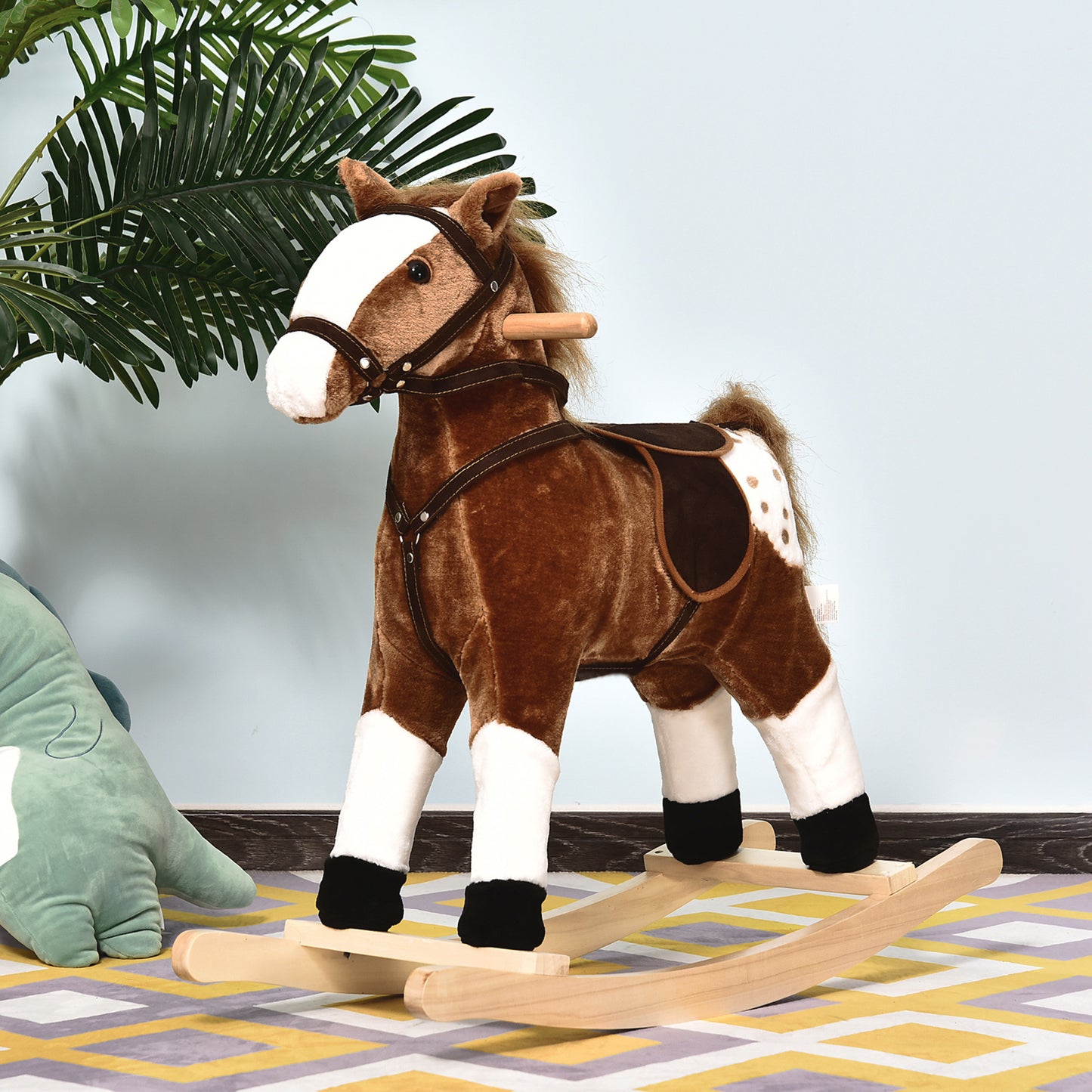 Cheval à bascule en peluche avec sons réalistes