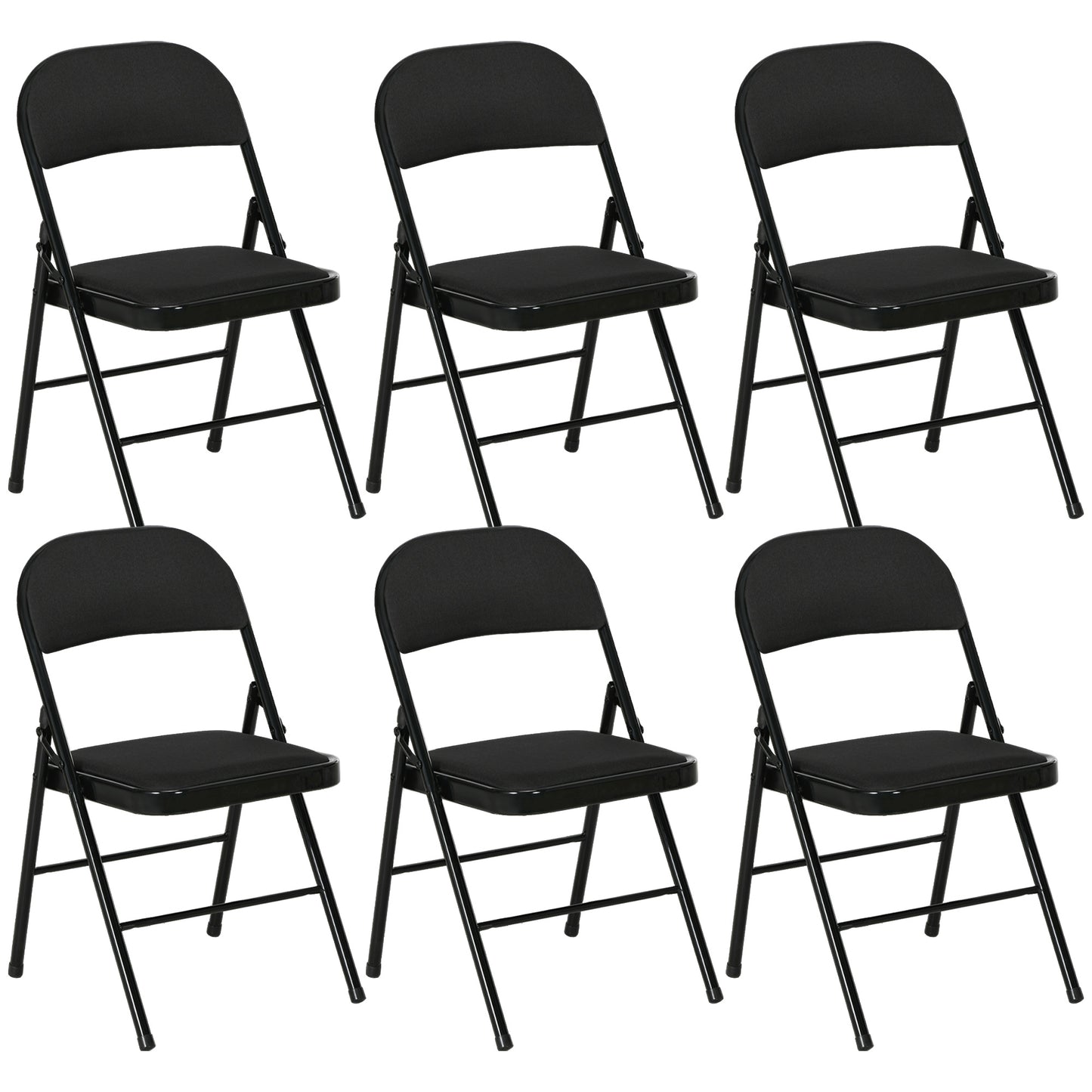 Chaises pliantes rembourrées en métal — ensemble de 6