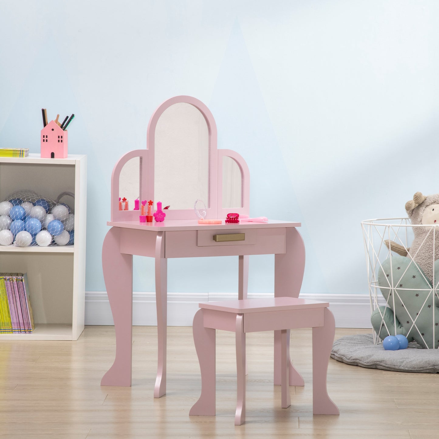Coiffeuse enfant avec tabouret et miroirs