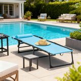Chaise longue pliante réglable 4 positions avec appui-tête