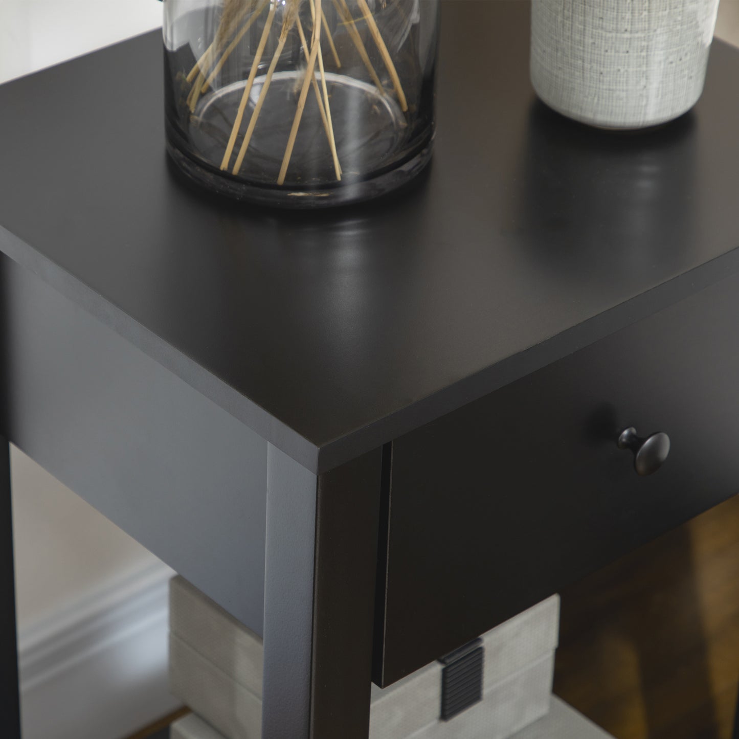 Tables de chevet 2 tiroirs et tablette inférieure — ensemble de 2
