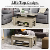 Table basse relevable avec rangement caché et tablette