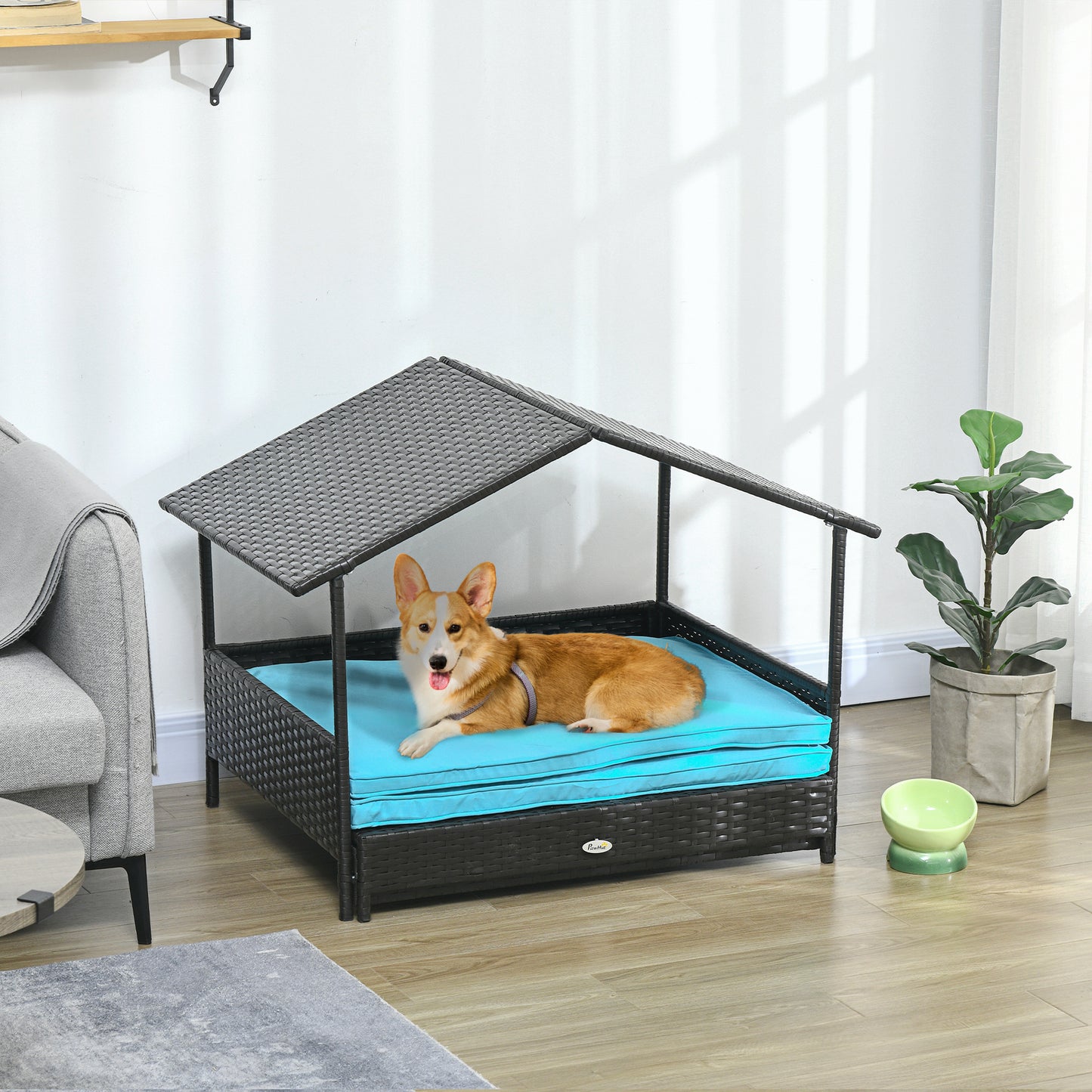 Niche surélevée avec auvent pour chiens moyens