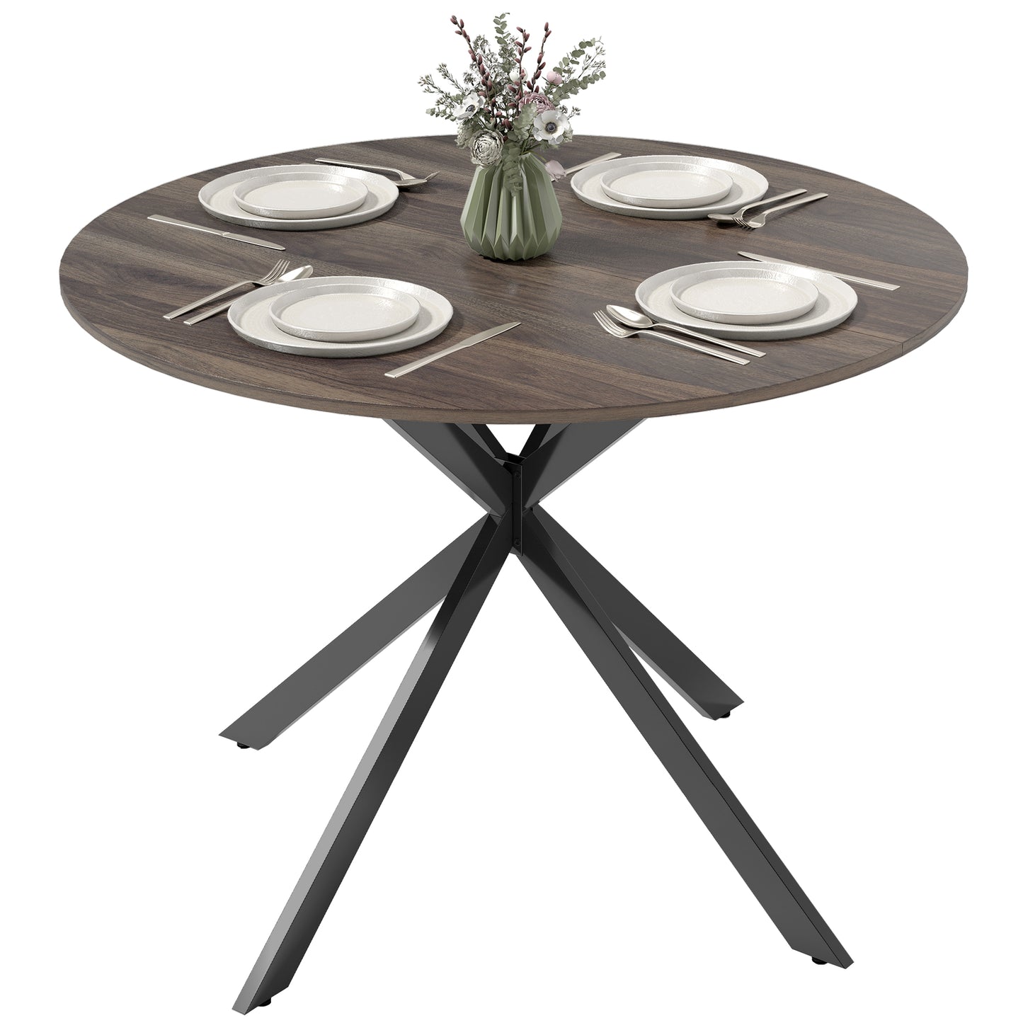 Table de cuisine ronde 40 po — noir