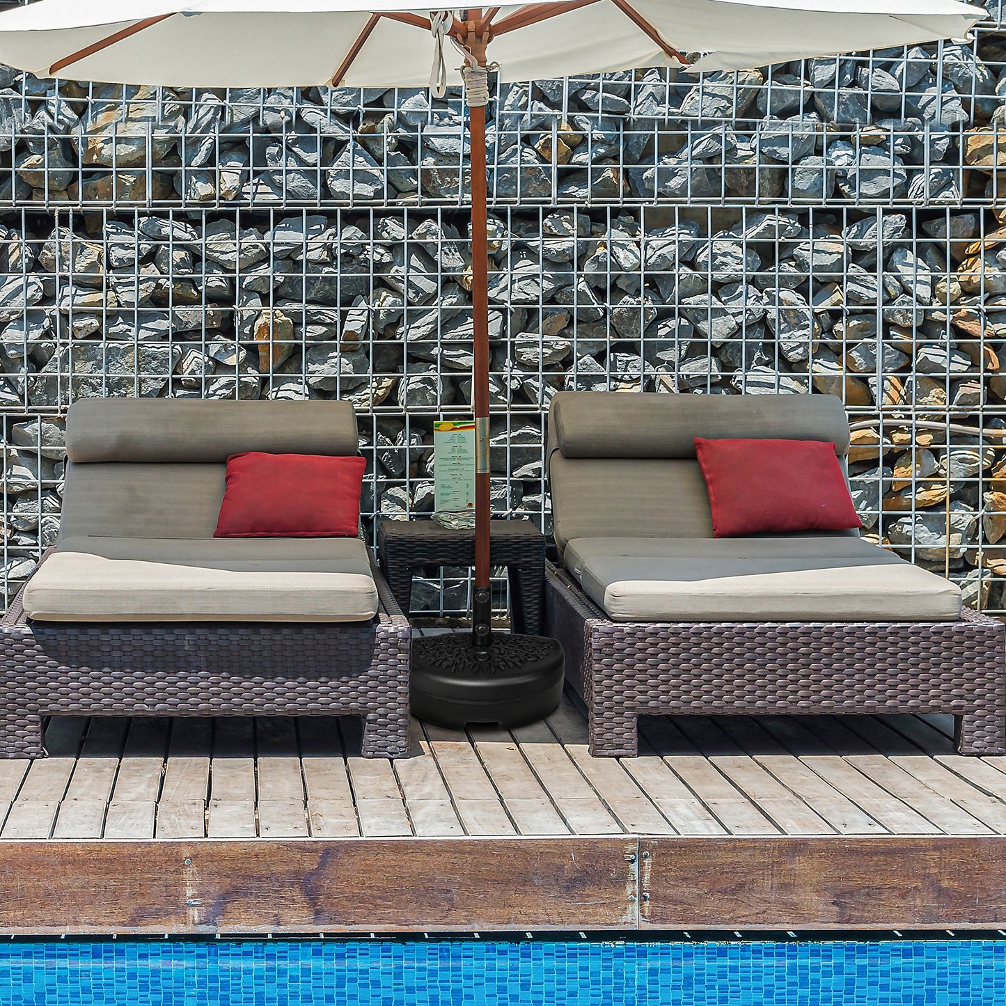 Socle de parasol demi-lune remplissable 18 kg