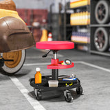 Tabouret de garage roulant à hauteur réglable avec plateaux
