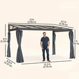 Pergola aluminium toit polycarbonate avec rideaux