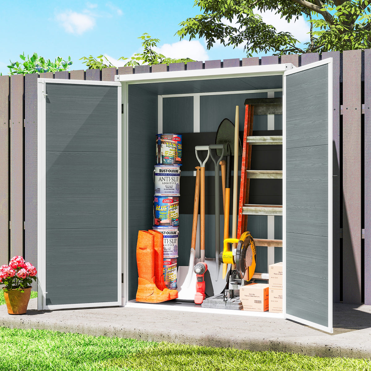 Cabanon de rangement 1.3 m × 0.7 m portes verrouillables tablettes