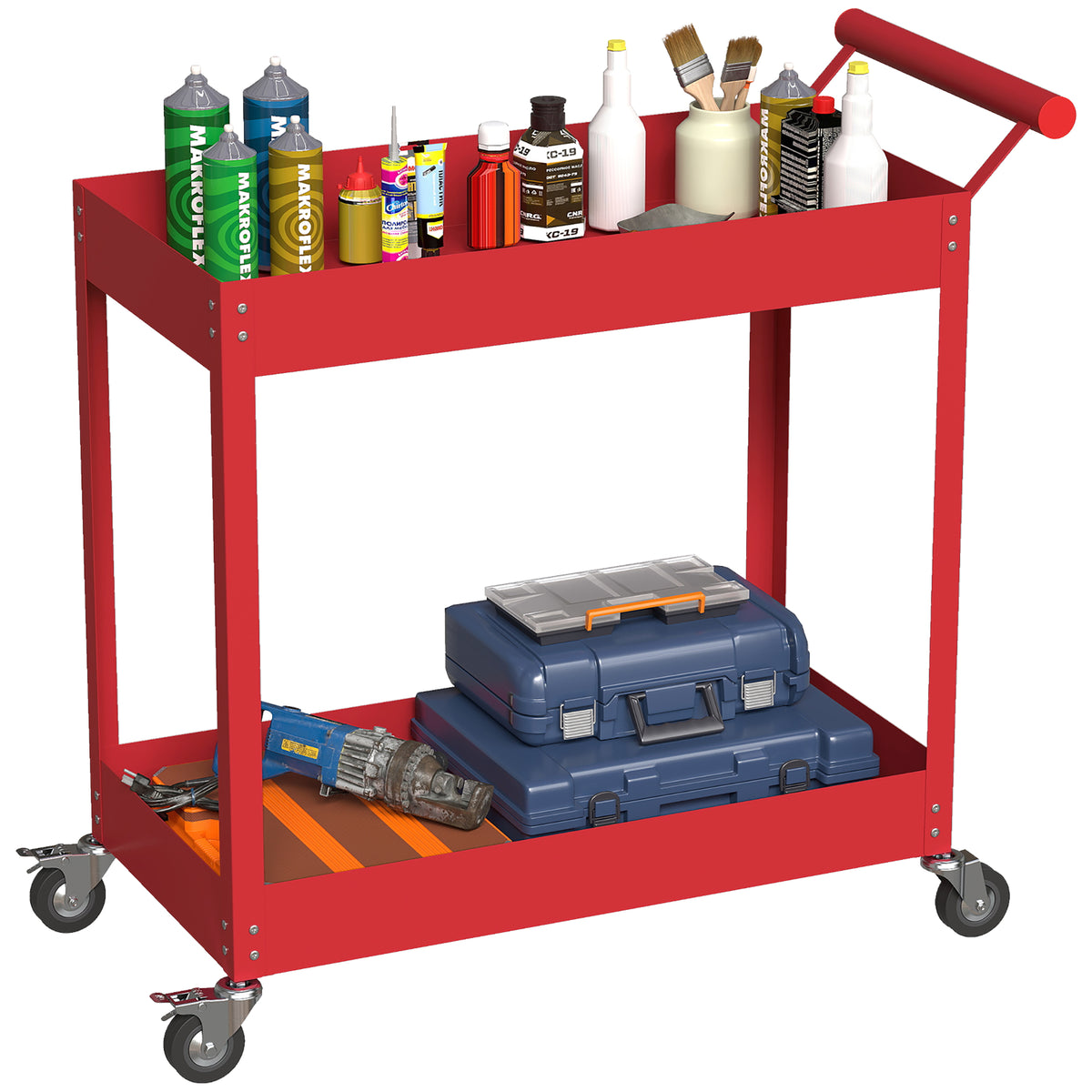 Chariot d'outils roulant de service à 2 tablettes
