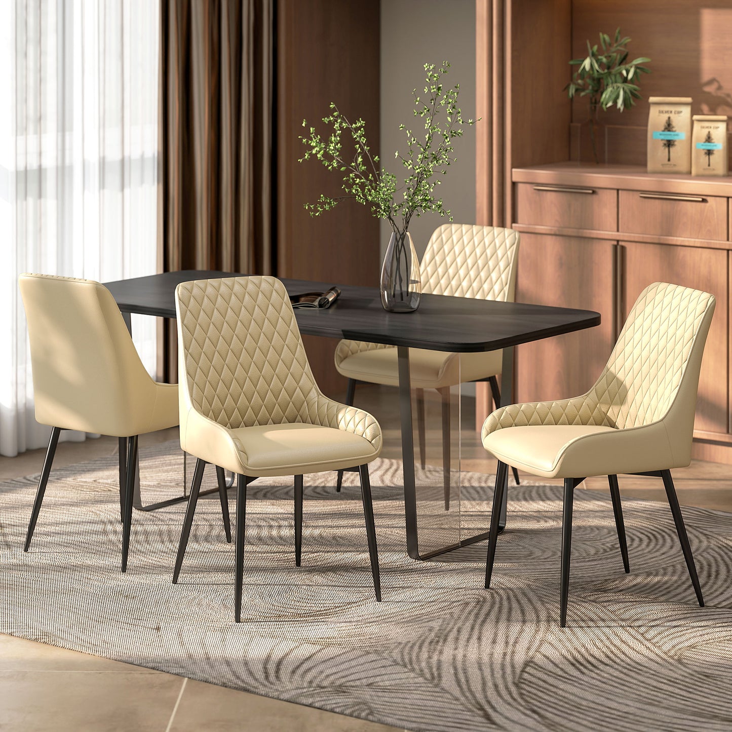 Chaises de salle à manger capitonnées ensemble de 4