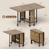 Table à manger pliante extensible avec tablette et roulettes
