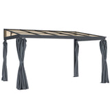 Pergola aluminium toit polycarbonate avec rideaux