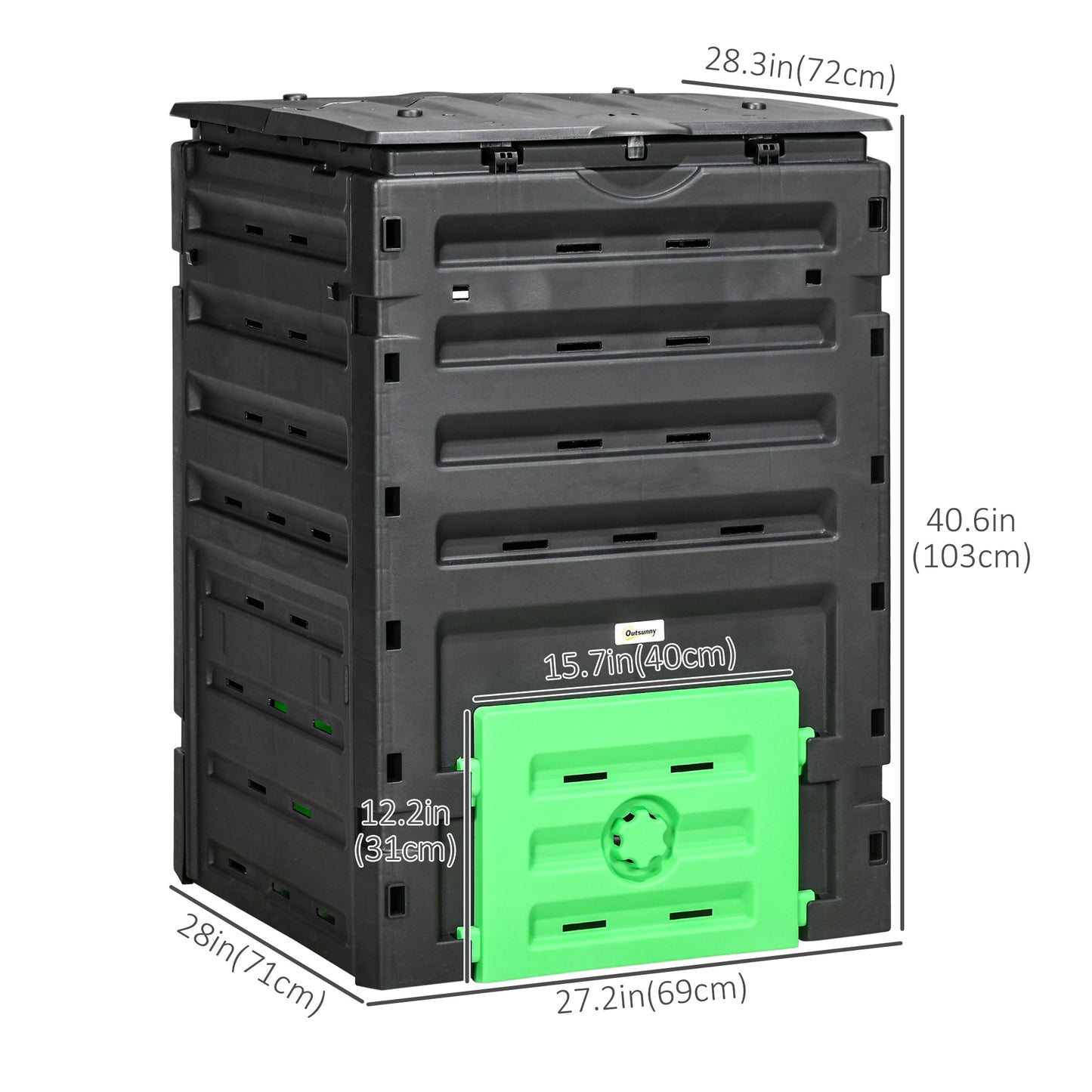 Bac à compost extérieur 80 évents 2 portes 450 L