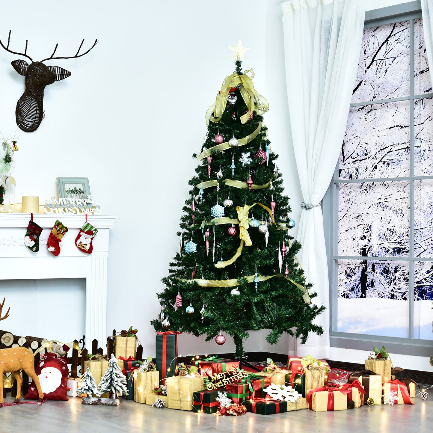 Sapin de Noël artificiel 1230 branches avec pied métallique